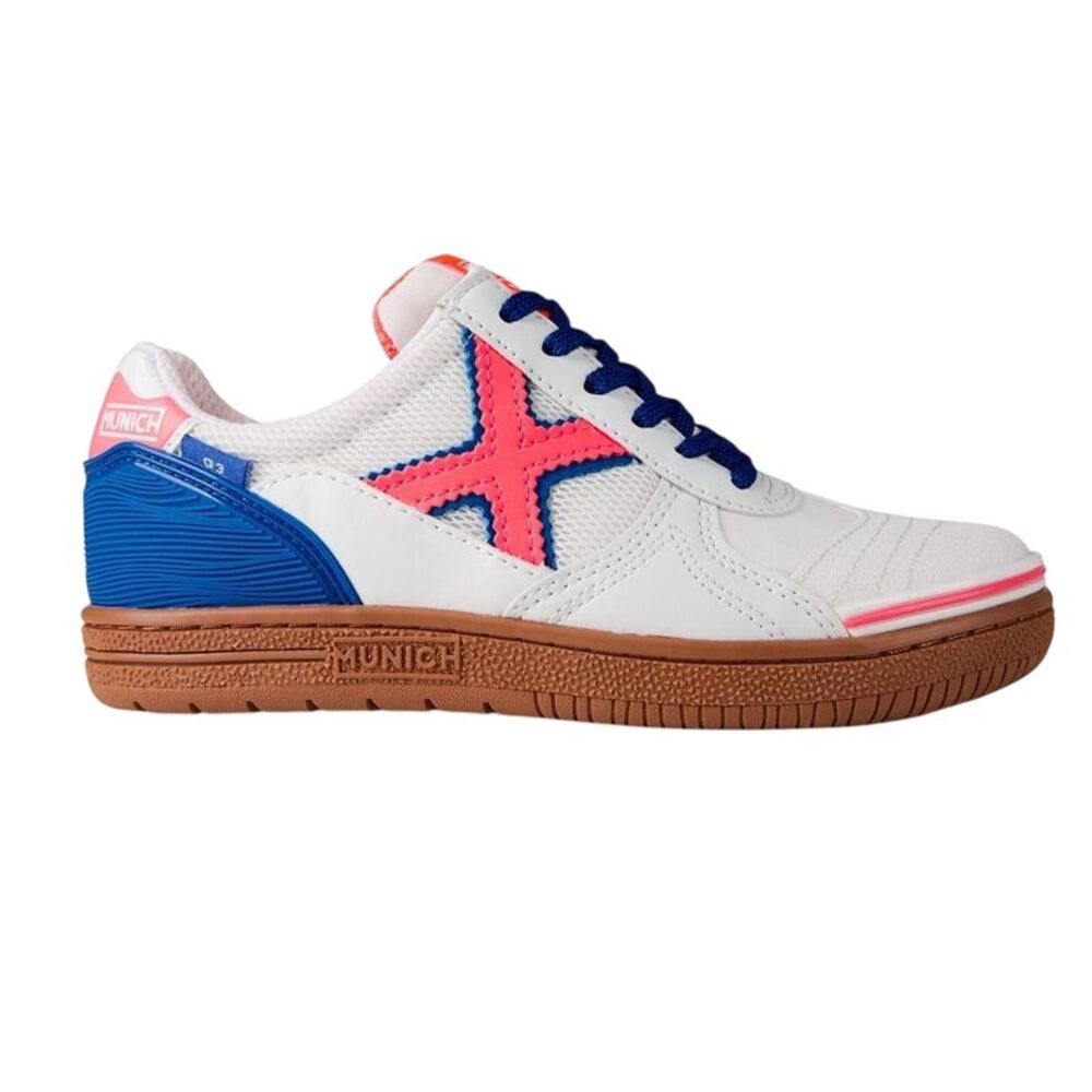 Munich Childrens/Kids G3 Profit Flat Sneakers / White/Crimson/Blue
